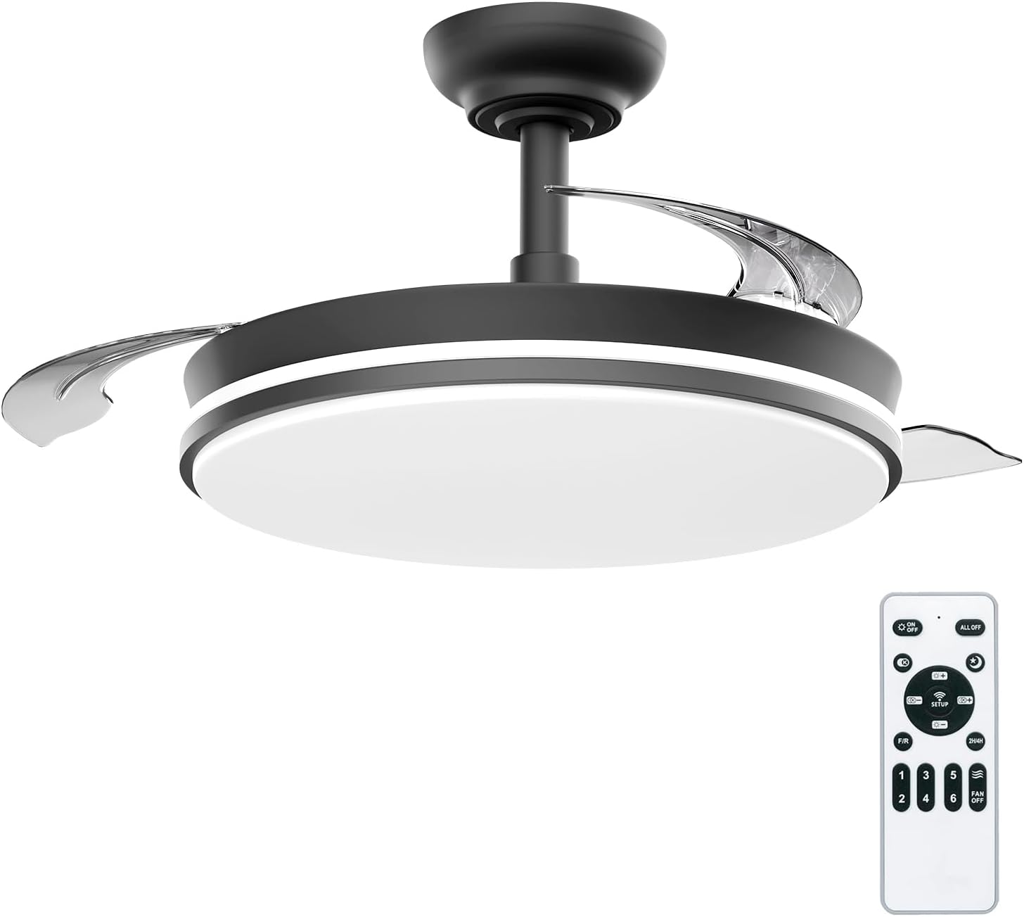 Tech Fan with LED Light and Remote Control – Silent DC Motor, Retractable Blades and 6 Speeds view 3